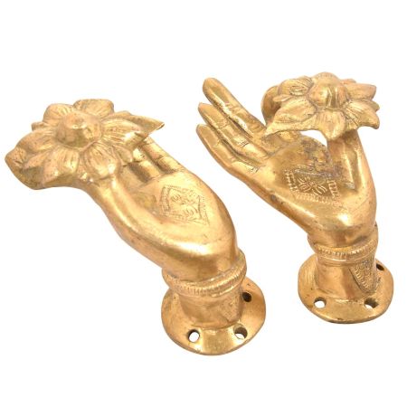 Brass Mudra Buddha Door Handle Pull (Set of 2 Piece)