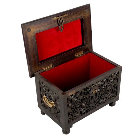 Hand Carved Wooden Jewelry Box