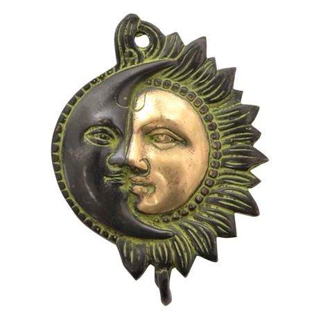 Brass Sun Moon Half Face Wall Hooks