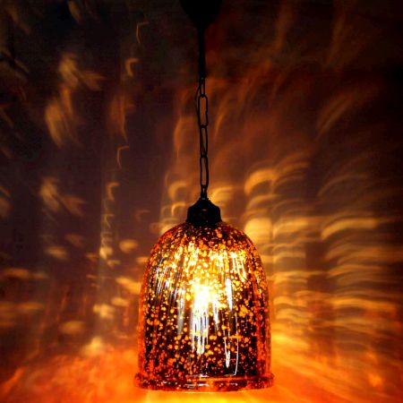 Red Antique U Shaped Glass Ceiling Lamp