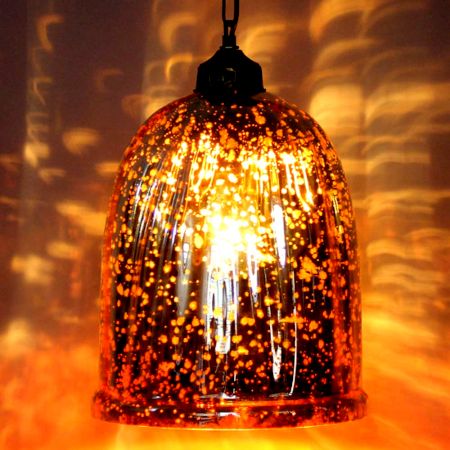 Red Antique U Shaped Glass Ceiling Lamp