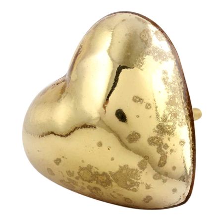 Antique Golden Heart Mercury Glass Dresser Knob Online
