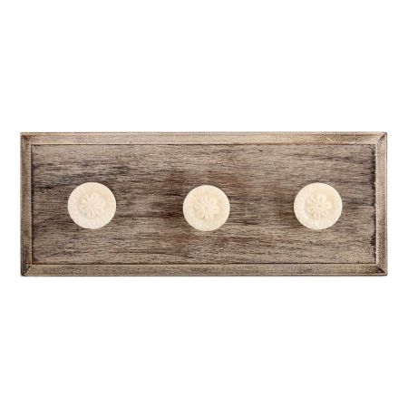 Cream Tiny Flower Bone Wooden Hooks