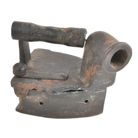 Primitive Charcoal Chimney Sad Iron Wood Handle