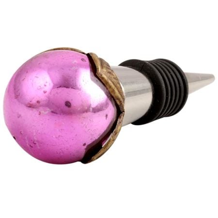 Antique Pink Round Glass Wine Stopper