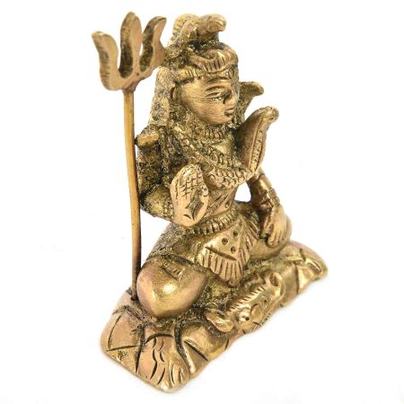 Rustic Brass Lord Shiva Meditation Statue