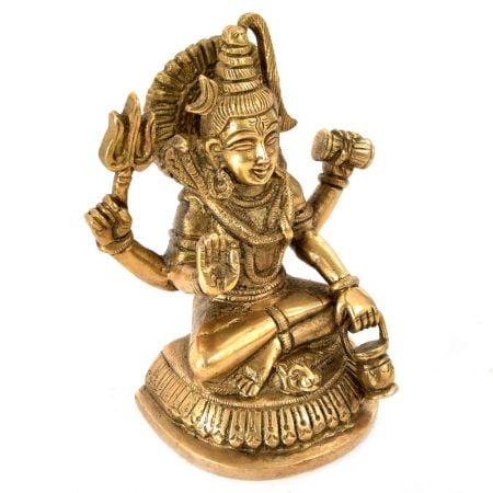 Brass Neelkanth Shiva Siting with Kamandal Trishul Statue