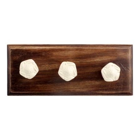 Cream Flower Metal Wooden Hooks