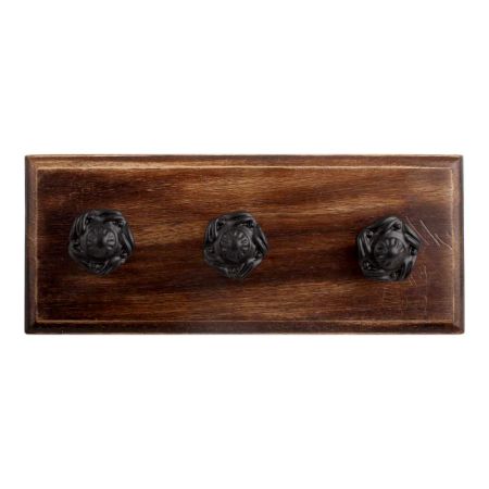 Black Flower Metal Wooden Hooks