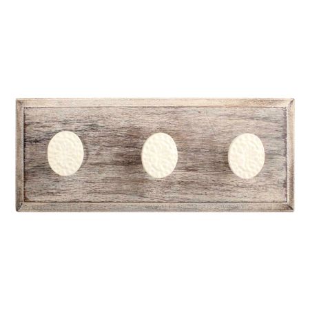 Cream Oval Flower Metal Wooden Hooks