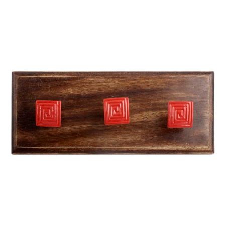 Red Restoration Metal Wooden Hooks
