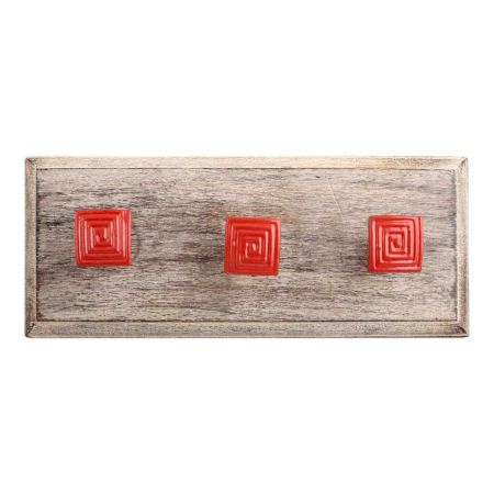 Red Restoration Metal Wooden Hooks