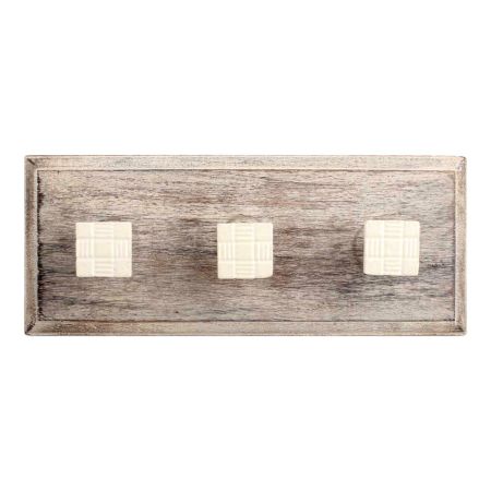 Cream Square Metal Wooden Hooks
