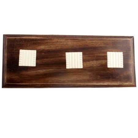 Cream Square Border Metal Wooden Hooks
