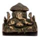 Brass Ganesh Statue Sitting on Throne in Royal Easy Posture Blessing
