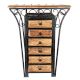 Wooden And Wrought Iron Hand Carved Cabinet With 6 Drawer