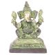 Brass Seated Ganesha Statue with Patina