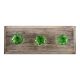 Green Octagon Shape Glass Wooden Hooks
