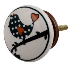 Slate Green Bird Ceramic Flat Cabinet Knob Online