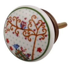 Multicolor Birds Ceramic Flat Drawer Knob Online