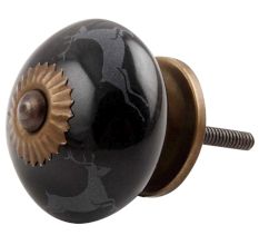 Black Running Rein Deer Ceramic Dresser Knob Online