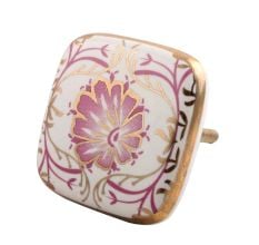 Pink Flower Square Ceramic Dresser Knob Online