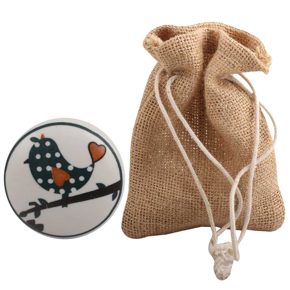 Slate Green Bird Flat Ceramic Wine Stopper