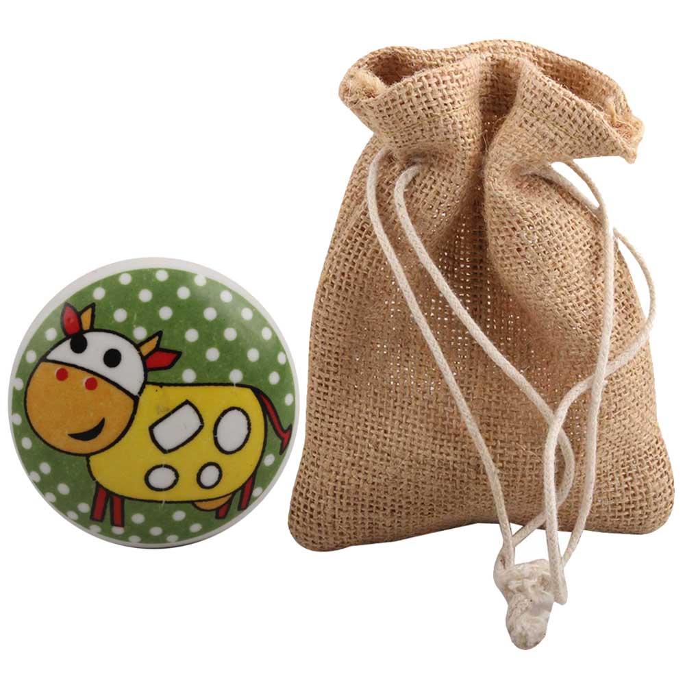 Yellow Cow Flat Ceramic Wine Stopper