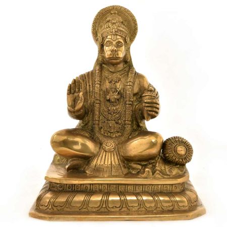 Bronze Hanuman Figurine in Sitting Position
