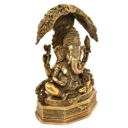 Bronze Ganpati Sitting Under the Tree