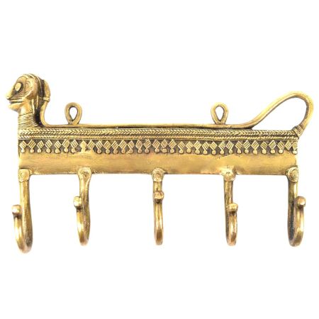 Brass Tribal Animal Wall 5 Hooks Hangers