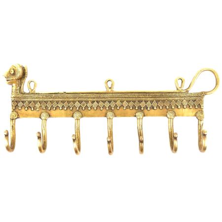 Brass Tribal Animal Wall 7 Hooks Hangers