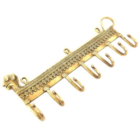 Brass Tribal Animal Wall 7 Hooks Hangers