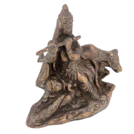 Lord Krishna with Cow Handmade Brass Statue Idol