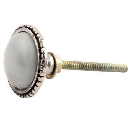 Grey Wheel Floral Glass and Metal Drawer Knobs Online