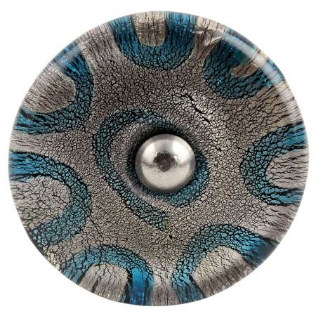 Turquoise with Silver Flat Glass Drawer Knob Online