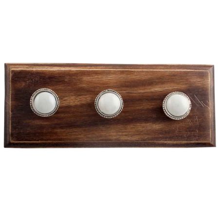 Grey Wheel Floral Glass and Metal Wooden Hooks