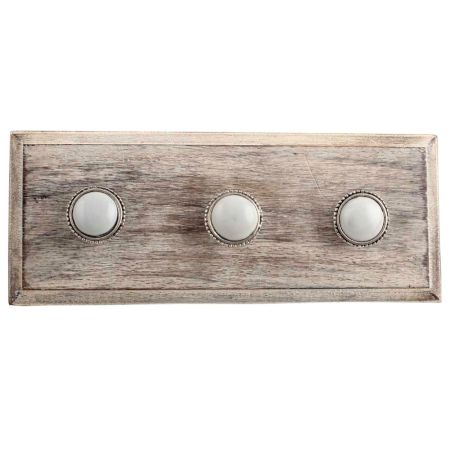 Grey Wheel Floral Glass and Metal Wooden Hooks