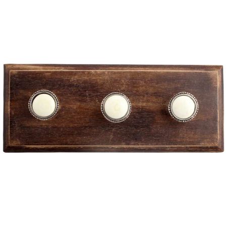 Cream Wheel Floral Glass and Metal Wooden Hooks