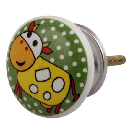 Yellow Cow Ceramic Flat Cabinet Knob Online