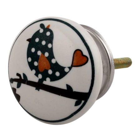 Slate Green Bird Ceramic Flat Cabinet Knob Online