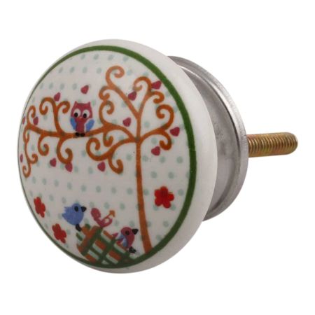 Multicolor Birds Ceramic Flat Drawer Knob Online