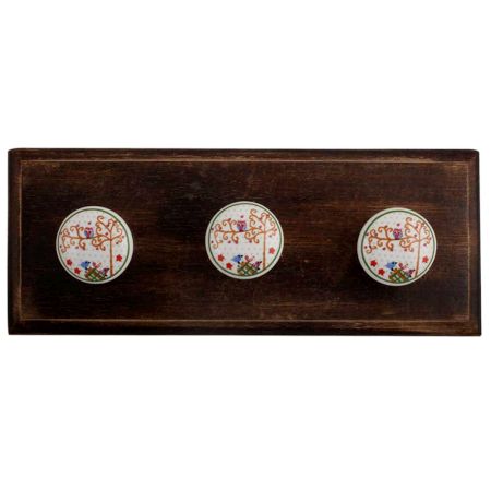 Multicolor Birds Ceramic Flat Wooden Hooks