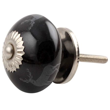 Black Standing Rein Deer Ceramic Cabinet Knob Online