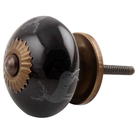 Black Standing Rein Deer Ceramic Cabinet Knob Online