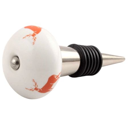 Dark Orange Standing Rein Deer Pattern Ceramic Wine Stopper