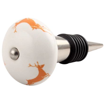 Orange Runing Rein Deer Pattern Ceramic Wine Stopper