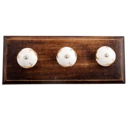 Golden Running Rein Deer Pattern Ceramic Wooden Hooks