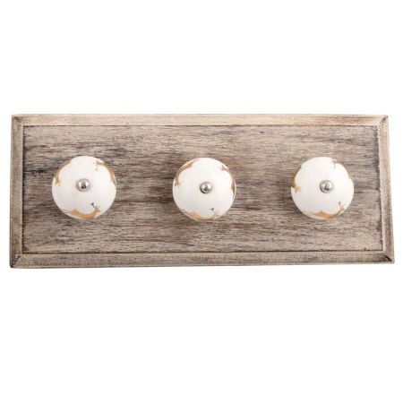 Golden Running Rein Deer Pattern Ceramic Wooden Hooks