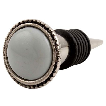 Grey Wheel Floral Glass Wine Stopper